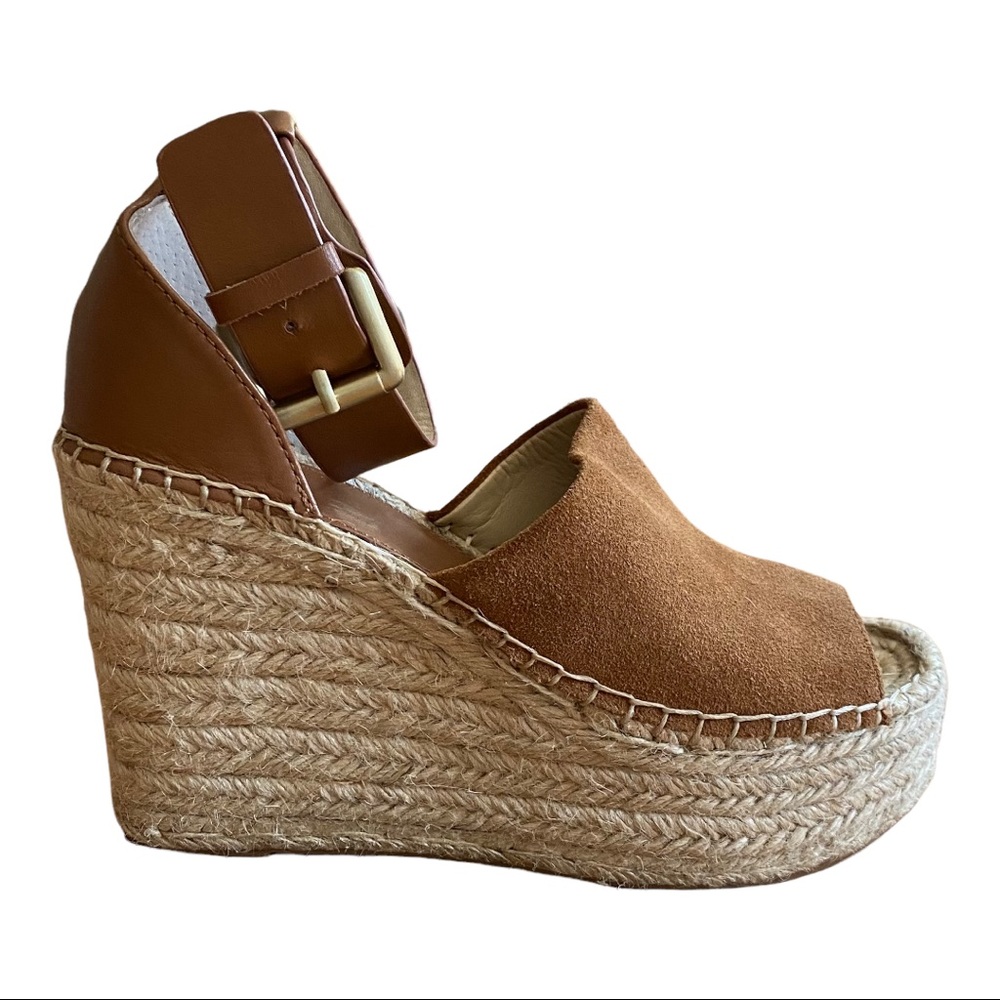 Marc Fisher Adalyn Espadrille Wedge Sandal Women’s SZ 5.5 in Tan Saddle